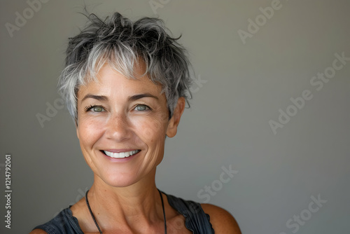 Smiling Woman with Gray Hai...