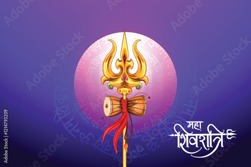 Happy maha shivratri card with trisulam a hindu festival design