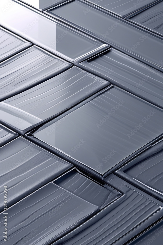Obraz premium grey tile floor isolated Stock Photos Pictures & Royalty Abstract Geometric Pattern Lines Tessellation and Modern Art Aesthetic on White Background with Perspective View Stock Photos & Royalty Images