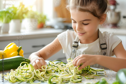 Cute Child Prepares Zucchin...