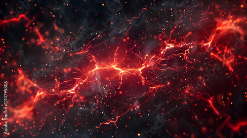 Abstract Red Energy Flows a...