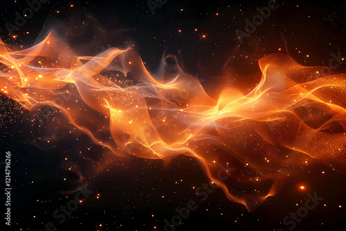 Abstract Orange Waves Flow ...