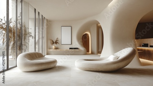 Wallpaper Mural Minimalist modern residential living room Torontodigital.ca