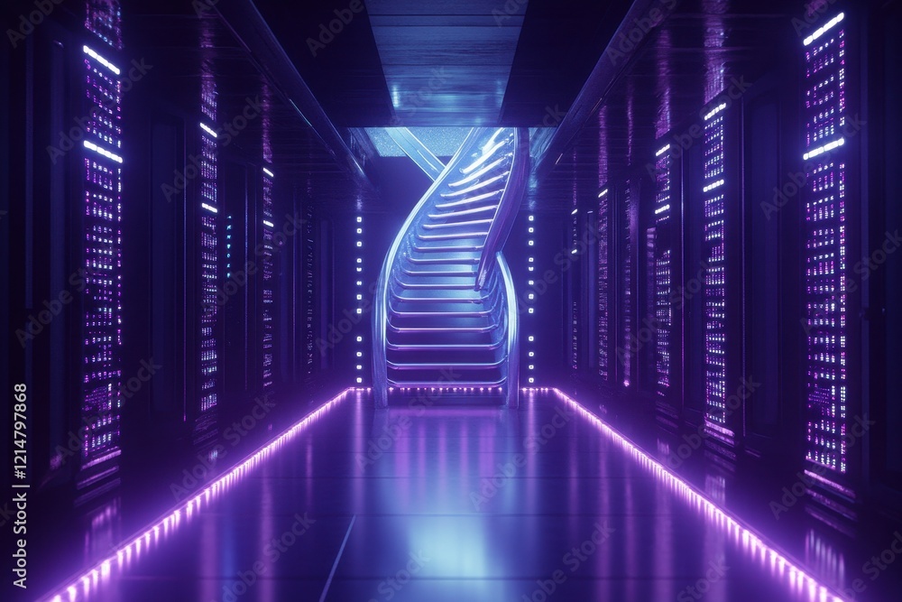 Fototapeta premium Futuristic Lab with Neon Lighting and Sleek Design