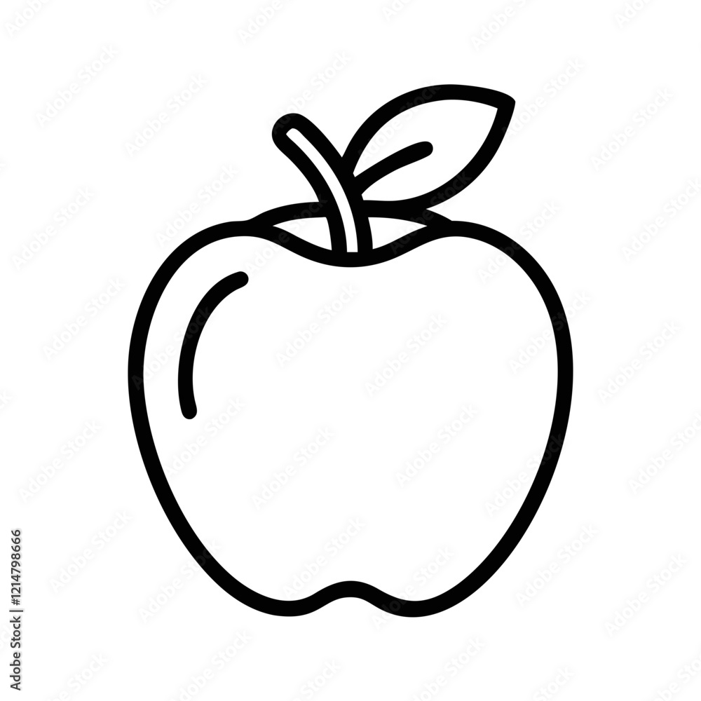 Simple Black Vector Icon of an Apple, Minimalist Design, Fruit Concept Simple Black Vector Icon of an Apple, Minimalist Design, Fruit Concept