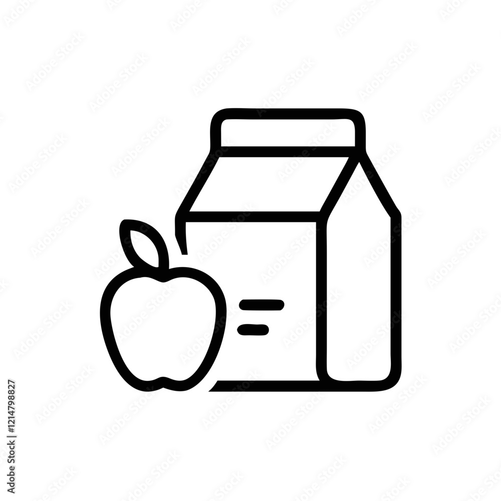 Simple Black Vector Icon of a Healthy Lunchbox, Minimalist Design, Meal Prep Concept Simple Black Vector Icon of a Healthy Lunchbox, Minimalist Design, Meal Prep Concept
