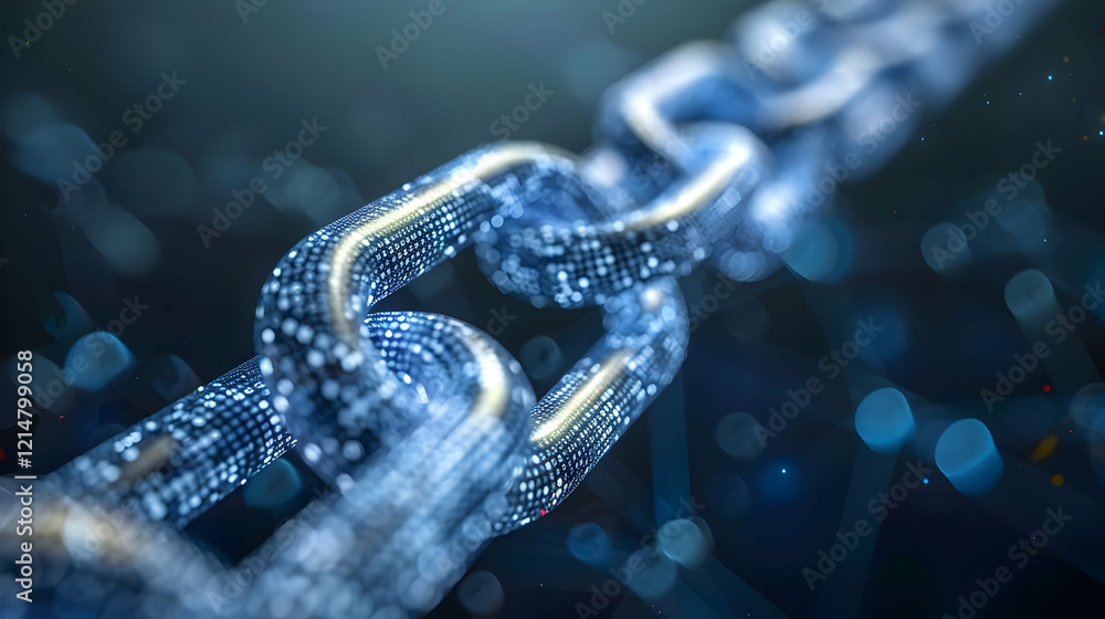 Digital Chain Links Intertwined Representing Secure Connections in Abstract Background Digital Chain Links Intertwined Representing Secure Connections in Abstract Background