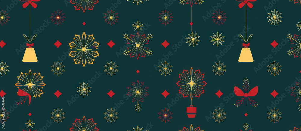 Festive Christmas Seamless Pattern with Holiday Elements and Decorative Charm Festive Christmas Seamless Pattern with Holiday Elements and Decorative Charm