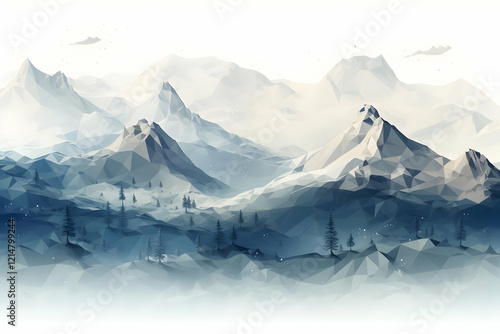 Low Poly Snowy Mountain Lan...