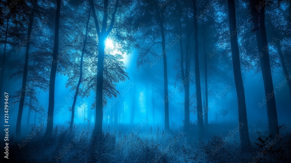 Fototapeta premium Mysterious Pathway Through a Forest at Night