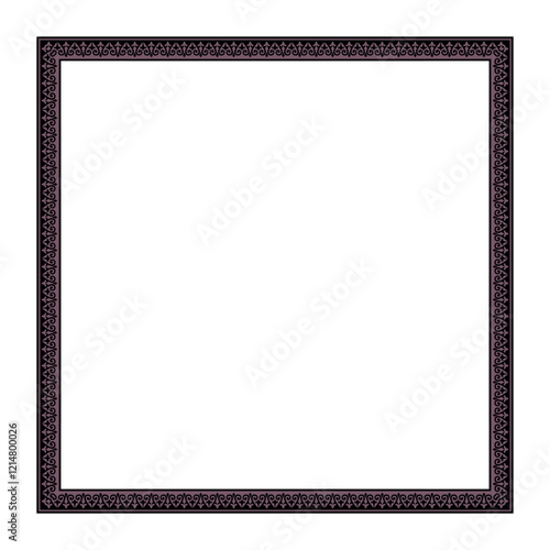Two-color square Kazakh national ornament. Islamic square frame. The classic pattern of the peoples of the Great Steppe. The decoration of the yurt of the Turks, Kyrgyz, Kazakhs, Mongols, Kalmyks
