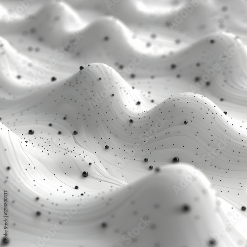 3D Abstract White Wavy Surf...