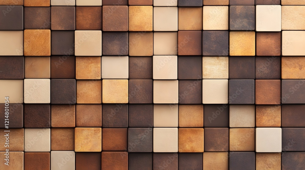 Earthy-Toned Overlapping Squares Forming a Structured Modern Mosaic Pattern Earthy-Toned Overlapping Squares Forming a Structured Modern Mosaic Pattern