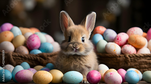 Adorable Baby Rabbit Sits A...