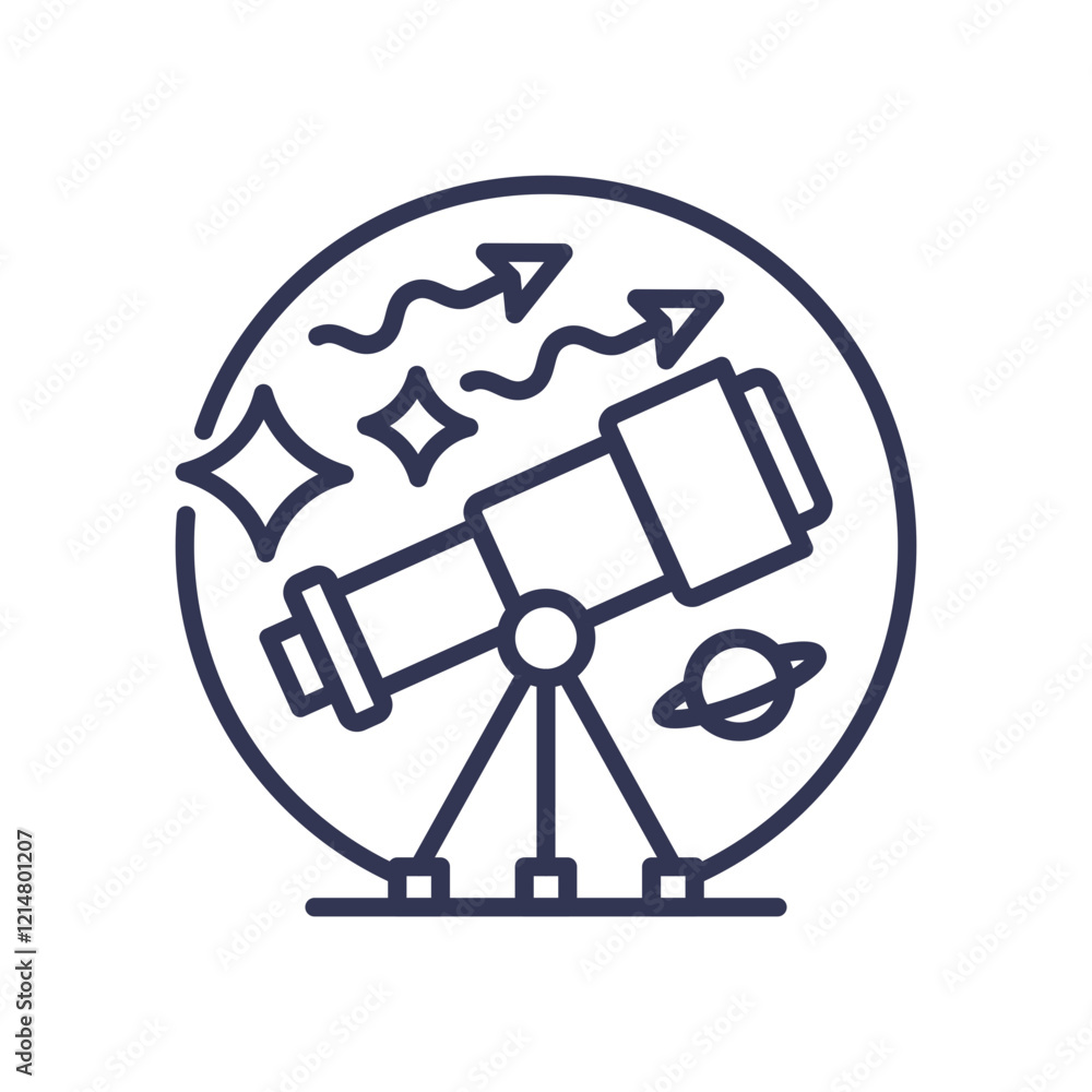 Telescope with stars and planet symbolizes exploration and curiosity in astronomy. Telescope with stars and planet symbolizes exploration and curiosity in astronomy.