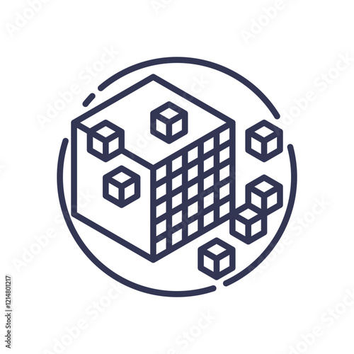 Geometric cubes symbolize emergent complexity, illustrating interconnected systems.