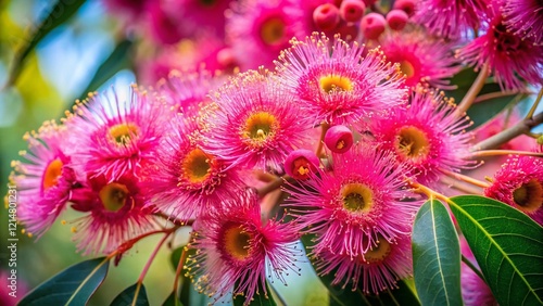 Western Australian Corymbia Flowering Gum, Pink Blossoms, Myrtaceae, Native Flora, Aussie Bush Bloom