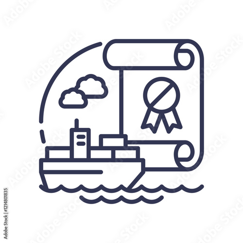 Ship and certificate symbolize regulatory compliance in maritime industry.
