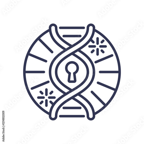 DNA helix with keyhole symbolizes unlocking genetic code.