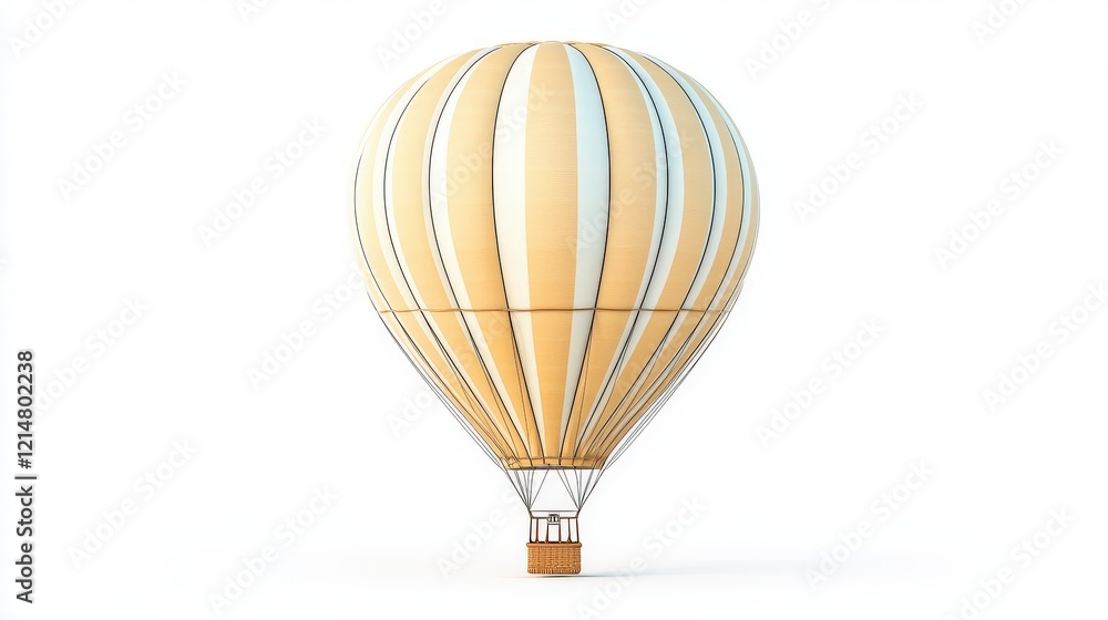 Obraz premium A beautiful hot air balloon floats gracefully against a plain background. Its warm colors evoke a sense of adventure and freedom in the sky.