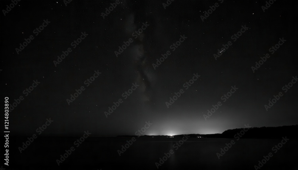 Fototapeta premium Serene Nightscape: Milky Way Galaxy Over Tranquil Waters
