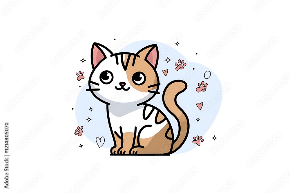 Fototapeta premium Cartoon cat with a heart on its chest
