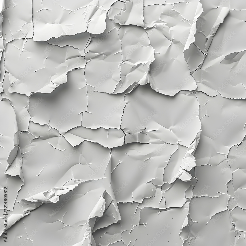 White Cracked Surface Texture Background Displays Damaged and Weathered Effects with Subtle Details. White Cracked Surface Texture Background Displays Damaged and Weathered Effects with Subtle Details.