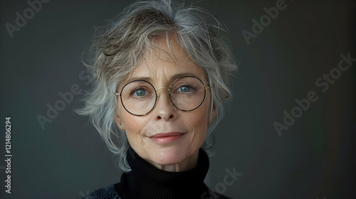 Senior Woman with Gray Hair...