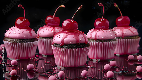 Pink Cupcakes with Cherries...