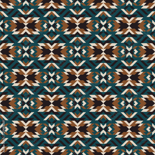 American tribal ethnic native pattern seamless.Traditional Navajo,Aztec,Apache,Southwest and Mexican style fabric pattern.Abstract vector motif pattern.For fabric,clothing,blanket,woven,wrap,decorate.