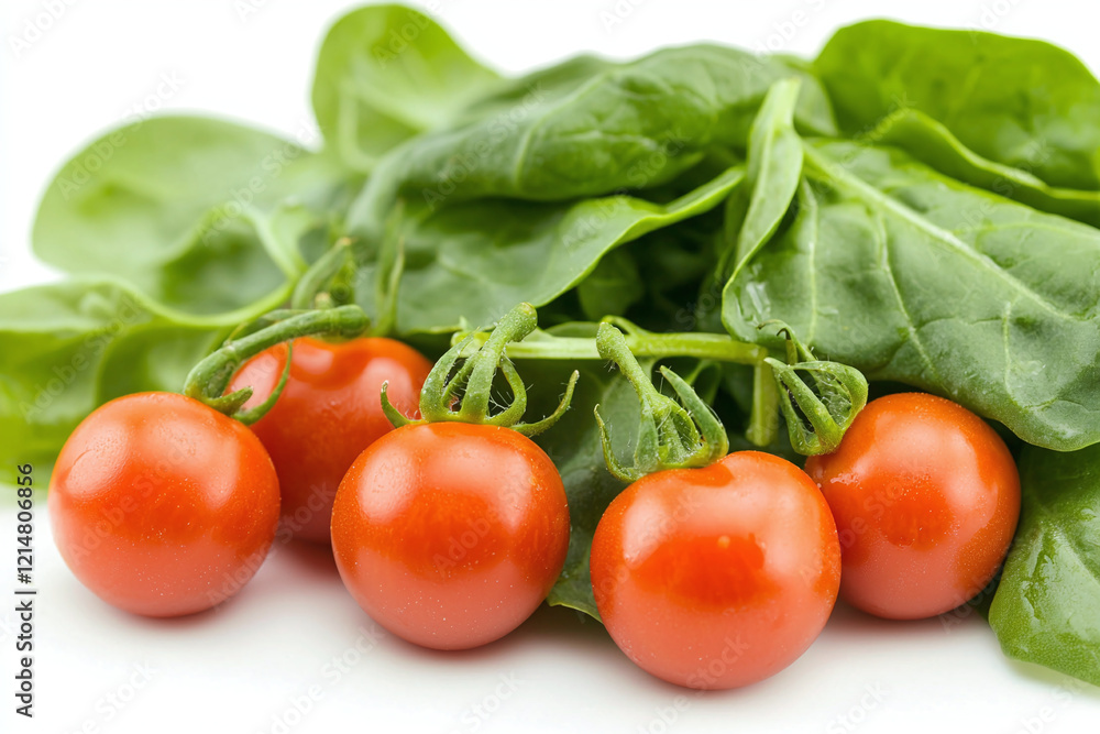 Fresh salad ingredients featuring vibrant greens and cherry tomatoes, perfect for healthy meal. combination of colors and textures creates appealing visual Fresh salad ingredients featuring vibrant greens and cherry tomatoes, perfect for healthy meal. combination of colors and textures creates appealing visual