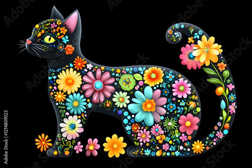 Black Cat Decorated with Co...