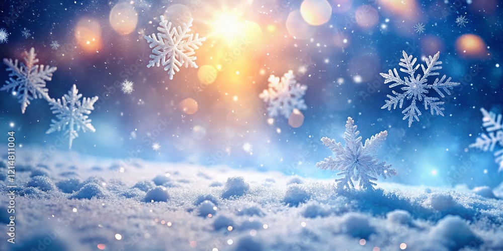 Winter Wonderland: Soft Snowflakes Falling on White Background - Low Light Photography Winter Wonderland: Soft Snowflakes Falling on White Background - Low Light Photography
