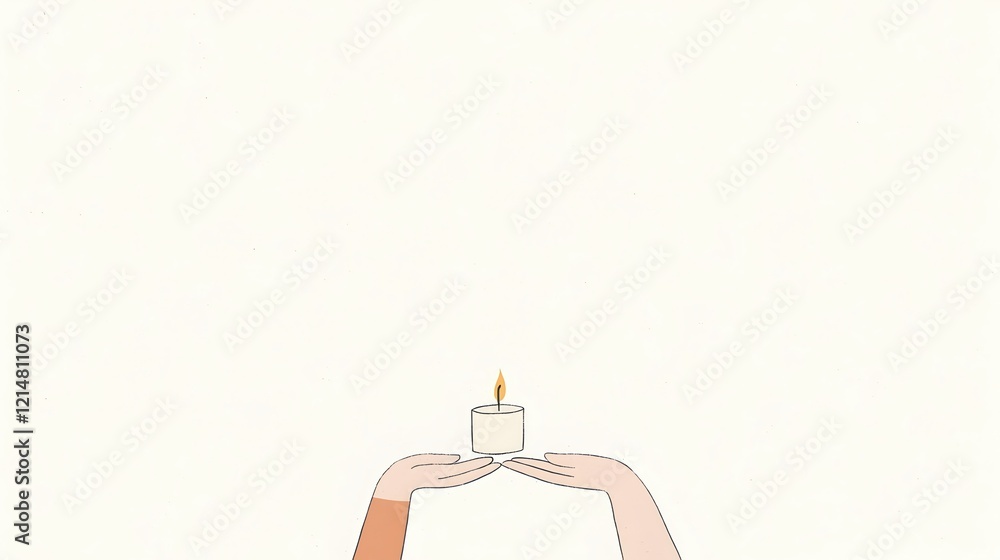 Hands Holding Candle Minimalist Art Hands Holding Candle Minimalist Art