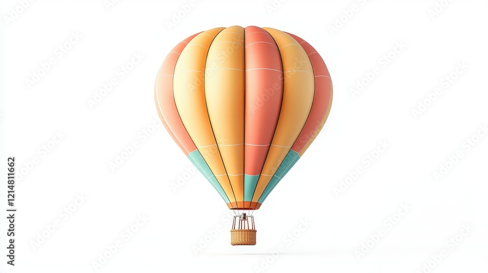 Naklejka premium A colorful hot air balloon floats elegantly in the sky, symbolizing adventure and freedom. Perfect for travel and exploration themes.