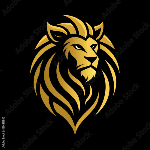 Golden Lion Head Logo: High-End Automotive & Financial Design