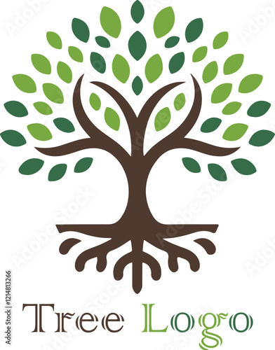 Eco friendly tree logo with green leaf for company logo or branding