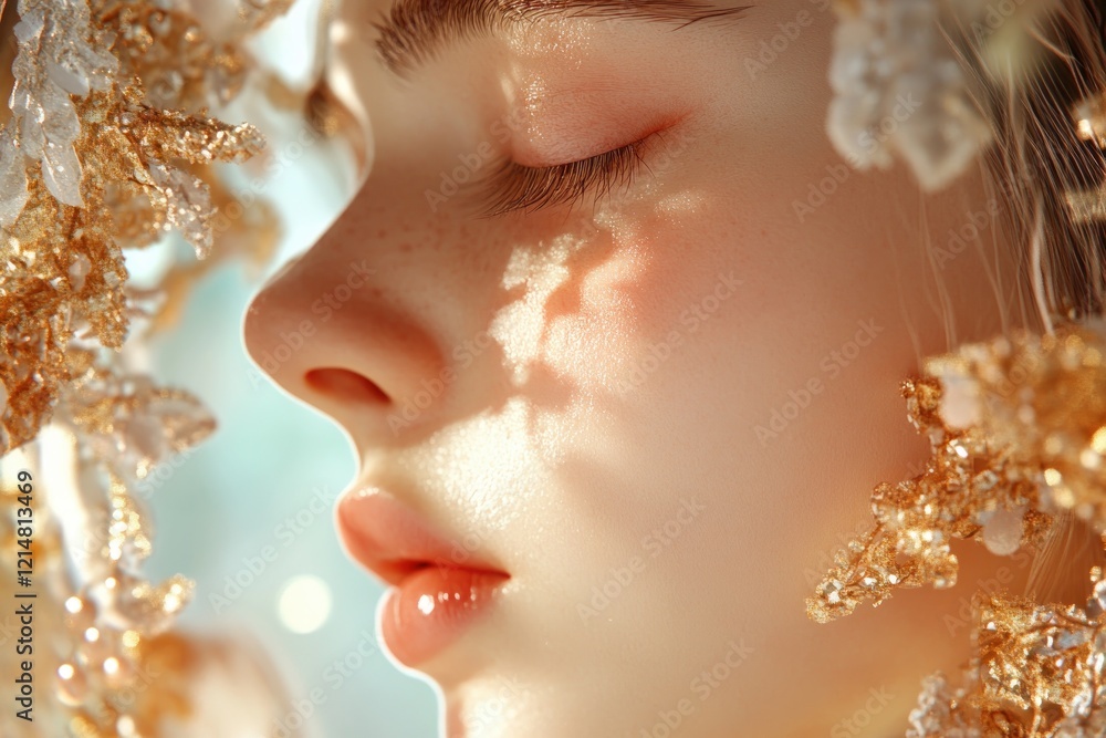 Fototapeta premium Capture the essence of serenity with this image showcasing A tender embrace symbolizing care and connection, illuminated by soft, golden sunlight, with delicate details capturing every heartfelt