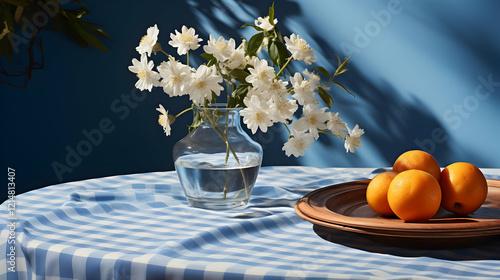 White Flowers in Glass Vase...