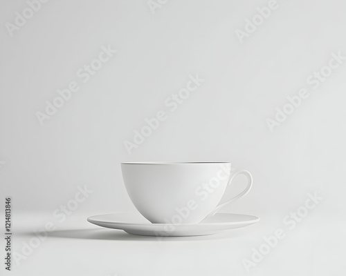 Wallpaper Mural Minimalist White Teacup and Saucer on a Plain Background Torontodigital.ca
