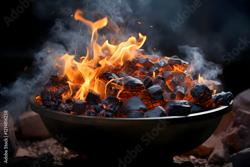 Burning Charcoal Embers Glo...