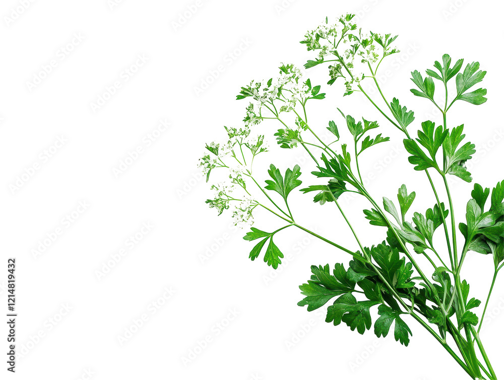 Isolated Fresh Parsley Sprigs with Flowers Isolated Fresh Parsley Sprigs with Flowers