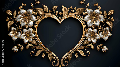 Golden Floral Heart Frame D...