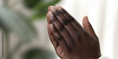 Close-up of praying hands s...