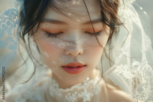 Serene Woman with Closed Ey...