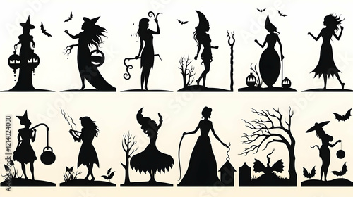 Twelve Black Halloween Witc...