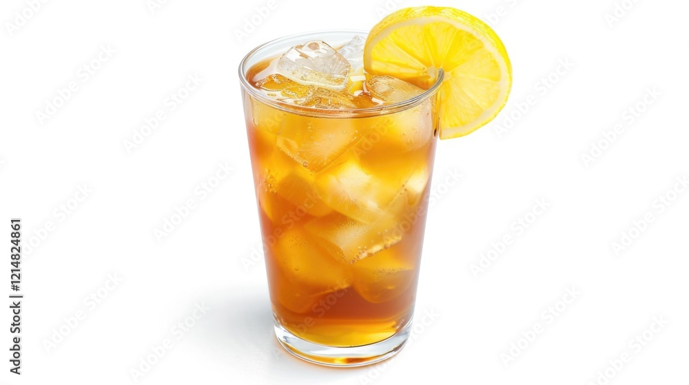A tall glass of ice tea with a lemon slice on the rim, sitting on a table. A tall glass of ice tea with a lemon slice on the rim, sitting on a table.