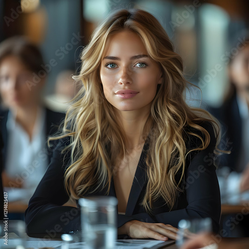 Confident Woman Sits at a M...