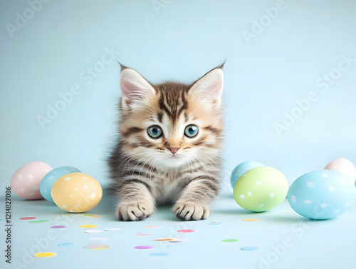 Cute Kitten Lies Down with ...