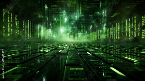Green Digital Data Stream F...